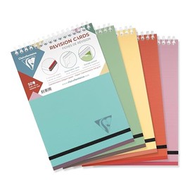 Clairefontaine Linicolor Essence 327016C Spiral Notepad, DIN A5, 50 Index Cards, Lined Flashcards, 240 g, 5 Colour Strips, Polypropylene Cover, Pack of 1