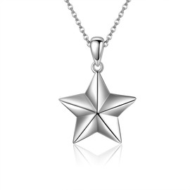 SHEAISRS Star Necklace for Women Sterling Silver Jewelry for Women Star Shaped Five Stars Charm Necklace for Teens Daughter Women