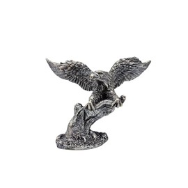 Hosoncovy Small Eagle Figurine Ornament Resin Eagle Sculpture Eagle Statue Eagle Tabletop Ornament for Home Office Decoration (Silver)