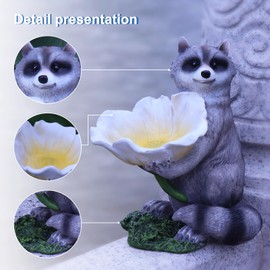 OGUO Raccoon Garden Decor,Garden Statues Gifts for Women,Patio,Outdoor,Balcony,Backyard,Lawn,Yard Decor,Fairy Garden Gifts