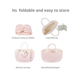 Baby Diaper Caddy Organizer for Girl Boy Rope Nursery Storage Bin Basket Portable (Light pink)