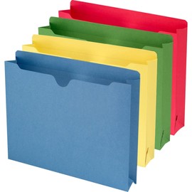 Smead File Jacket, Reinforced Straight-Cut Tab, 2" Expansion, Letter Size, Assorted Colors, 50 per Box (75673)