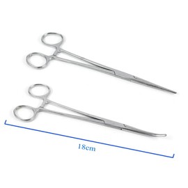 ABMRO Fishing Hemostat Locking Clamp Forceps Fishing Scissors Curved Tip Fish Hook Remover(18cm/7in)