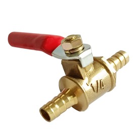 Joywayus Brass Shut Off Ball Valve 1/4" Barb x 1/4" Barb 2-Way Hose Ball Valve Fitting (Pack of 2)