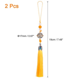 QUARKZMAN Pack of 2 19 cm / 7.48 inch pendants with tassels, yellow classic bell tassel pendant