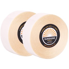 Sunshine Tape | Super Lace Wig Adhesive Tape Roll | Double Sided, Medical Grade | Toupee and Wig Tape (3/4" x 36 YDS, 2 Rolls - Discounted)
