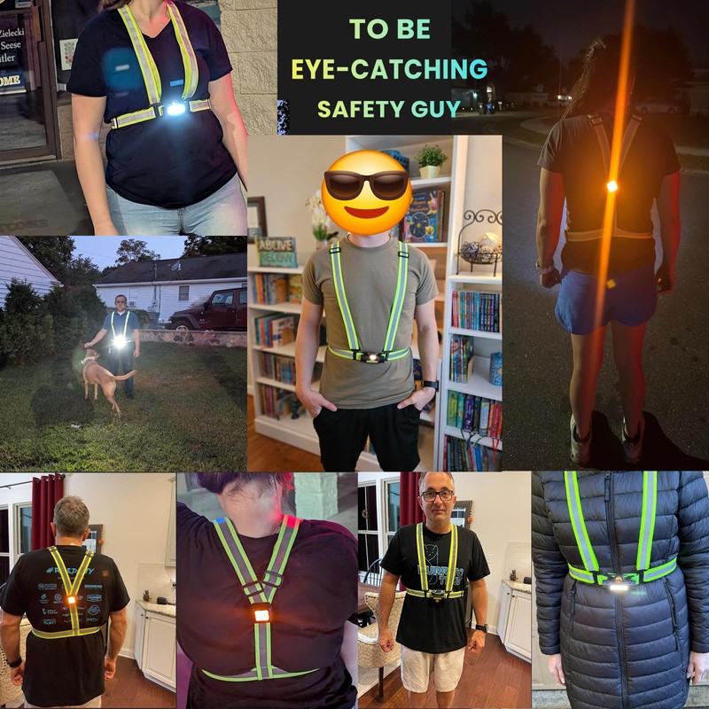 OMKHE Running Lights for Runners 500LM, Reflective Vest with LED