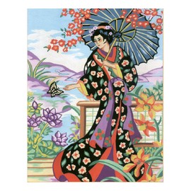 Collection D'Art Japonaise Tapisserie-Set Geisha Girl, 100% Baumwolle, Mehrfarbig, 38 x 25 x 0.5 cm