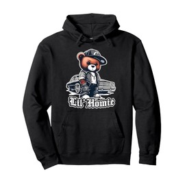 Lil Homie Hip Hop Teddy Bear Lowrider Urban Streetwear Pullover Hoodie