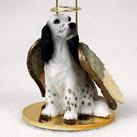 English Setter Angel Dog Ornament - Black Belton