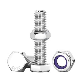 Drenky M8 Hex Bolt and Nuts Set, 10 Pieces Stainless Steel A2 V2A Screws Set M8 x 40 mm Screws Assortment with Self-Locking Nuts Set for Furniture, Cars, Bikes, Ships, 3D Printing