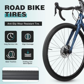 2 Pack 700x40/42c Gravel Bike Tires with Tube/no Tube – Foldable,40 TPI，Compatible with Gravel/Hybrid/Road Bike Tires 700x38C 700x40C 700x41C 700x42C (700 * 42C - Black - 2 Tires + 2 Tubes + 2Levers)