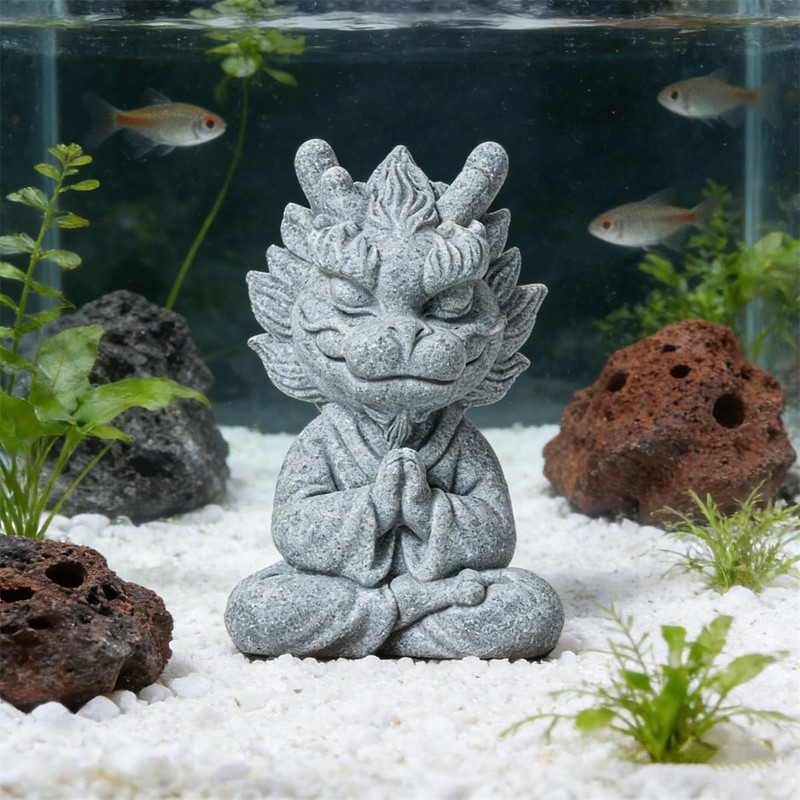 Meditating Dragon Statue Sandstone Dragon Sculpture Wealth Success Good Lucky