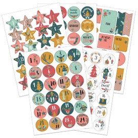 Papierdrachen Gift Set Advent Calendar Number Stickers Motif Children with Extra Stickers for Gifts – for Making Christmas Calendars and Gifts