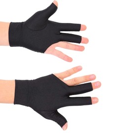 2 Pcs Billiard Gloves High Elasticity Abrasion Resistant Left and Right Hand Three Finger Gloves for Men Women High Elasticity Anti-slip Finger Gloves for Billiard Training Equipment