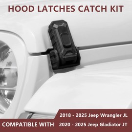 Locking Hood Latch with Keys, Hood Catch Compatible with 2018-2025 Jeep Wrangler JL JLU 4XE Jeep Gladiator JT, Anti-Theft Hood Lock Catch Latches Accessories, Dust and Water Resistant, 1 Pair, Black