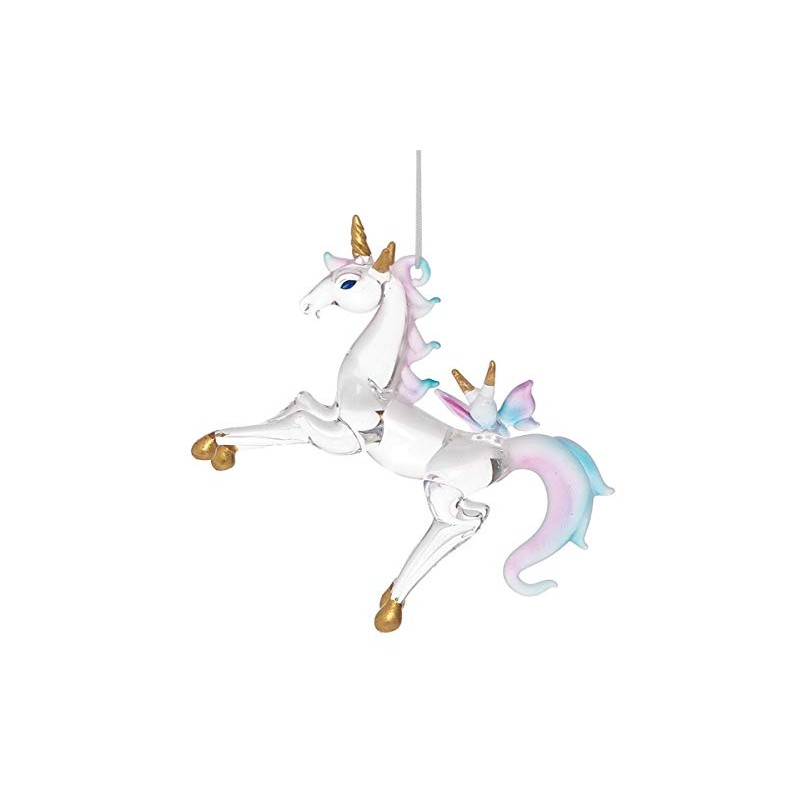 GALLERIE II ORN74407 Blown Glass Unicorn Hanging Ornament 4 Inches