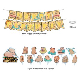 Capybara - Decoración de fiesta de cumpleaños con temática de Capybara, pancarta de cumpleaños para amantes de Capybara, pancarta de letras de animales