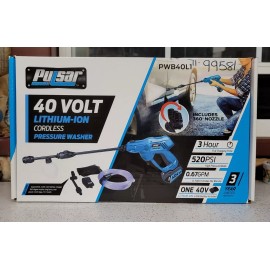 PULSAR 520PSI -0.67GPM 40V Pressure Washer Kit #PWB40L1, **FACTORY SEALED**