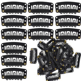 30PCS Hair Extension Clips,Chunni Clips,Metal Snap Clips for Hair Extensions and Wefts, Wig Clips Snap Clips U-Shape With Soft Rubber, Wig Clips to Secure Wig(Black)