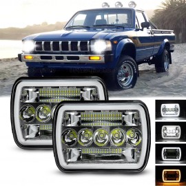 Unbranded For Jeep Cherokee XJ 1984-2001 Pair 5x7" 7x6 H4 LED Headlights Hi/Low DRL