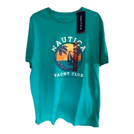 Nautica T-Shirt Men’s Sz Large NEW Aqua Yacht Club Graphic Logo Tee