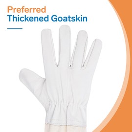 ZMHBKPS Beekeeping Gloves - Thickened Goatskin Bee Gloves for Men Women - Sturdy Beekeeper Gloves with Canvas Long Sleeves(2XL)
