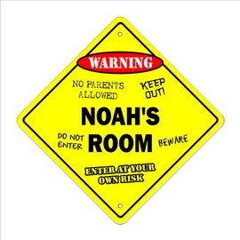 Noah's Room Sign Crossing Zone Xing | Indoor/Outdoor | 14" Tall Kids Bedroom Decor Door Children's Name boy Girl