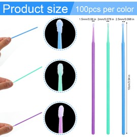 guduling 300 Pcs Micro Applicator Brush,Microbrush Applicators for Automotive Paint chip Repair,Disposable Micro Applicators,3 Different Sizes Disposable Paints Brushes(1.5mm,2mm,2.5mm)