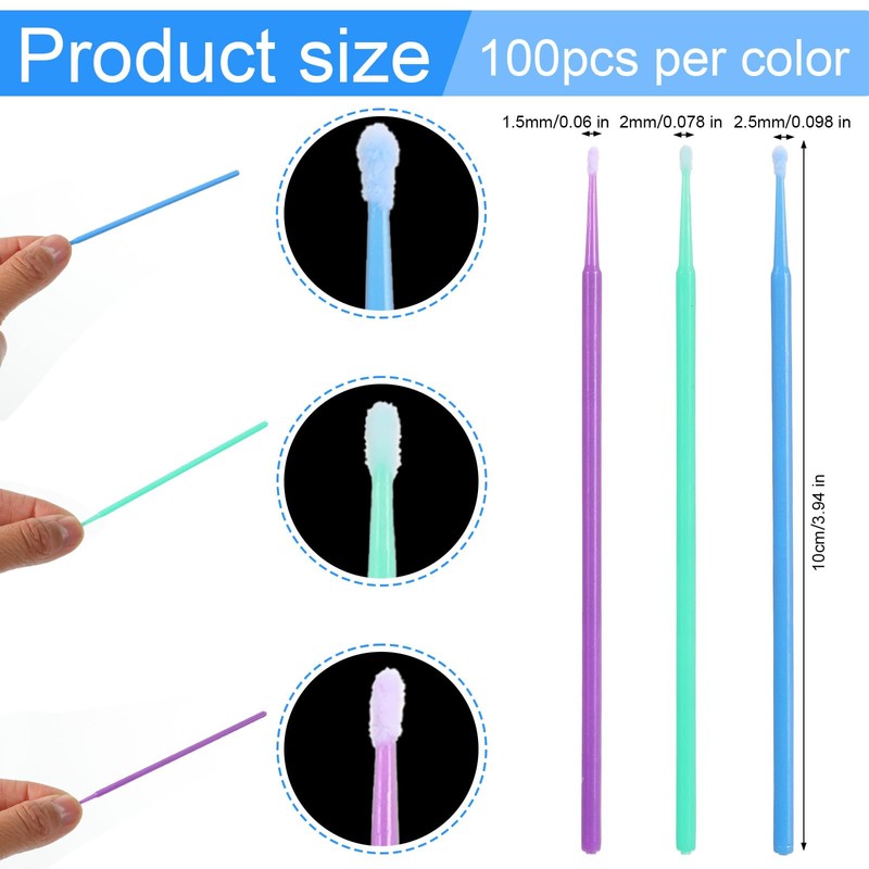 guduling 300 Pcs Micro Applicator Brush,Microbrush Applicators for Automotive Paint