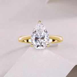 Helion Moissanite Engagement Ring | Lab Grown 2.5 Carat Diamond & 18k Gold Plated Ring | Moissanite Rings for Women | S925 Sterling Silver Rings | Moissanite Ring | Gold Rings for Women Non Tarnish 5