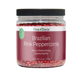 Viva Doria Brazilian Pink Peppercorns, Steam Sterilized Whole Pink Pepper, 4 Oz