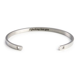 tideflow Open Bracelet Wristband, Gift for Women and Girls, Wife, Girlfriend, Fiancee. Stainless Steel. Motivational, Inspirational Phrases Engraved on Interior.