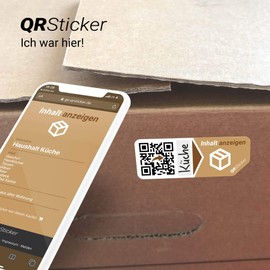 QR-Code Sticker Labels with Smartphone App for Retrieving the Contents of Boxes, Drawers, Shelves (M, 4 Stickers)