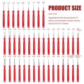 BWBWND 41PCS Terminal Removal Tool Kit, Electrical Wire Connector Pin Extractor Tool Set with Protective Box, Car Terminal Release Depinning Tools Kit for Automotive Household Devices (Red)