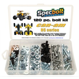 120pc Specbolt CAN AM Bombardier ATV Bolt Kit:DS, Sport, Mud, Recreation, Utility, Renegade, Outlander Max, X, & MR Traxter XL XT, Quest, Rally, Sarasota, 50 70 90 175 250 330 400 450 500 650 800 1000