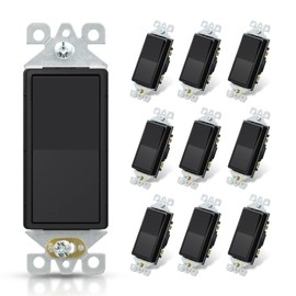 AIDA Matte Black Single Pole Decorator Light Switch, 15Amp, 120/277V, Decorative Paddle Rocker Switch Replacement, Electrical Wall Switch,Residential/Commercial Grade, UL/CUL (10 Pack)