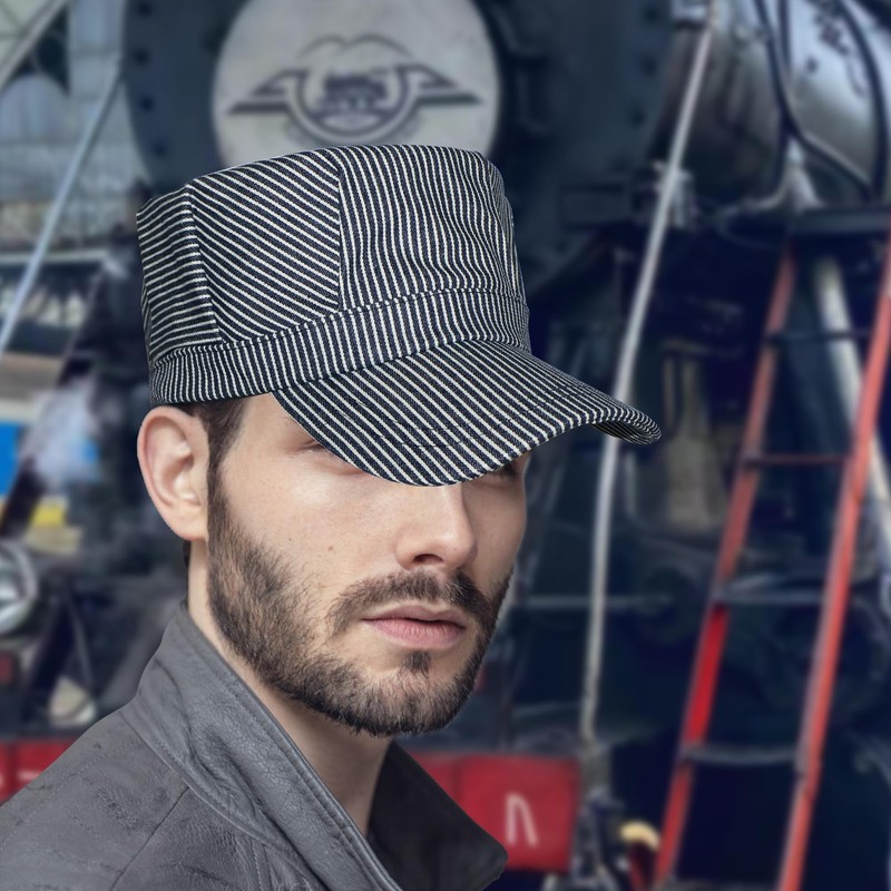 CTW Home Collection Blue and White Railroad Engineer Hat Train