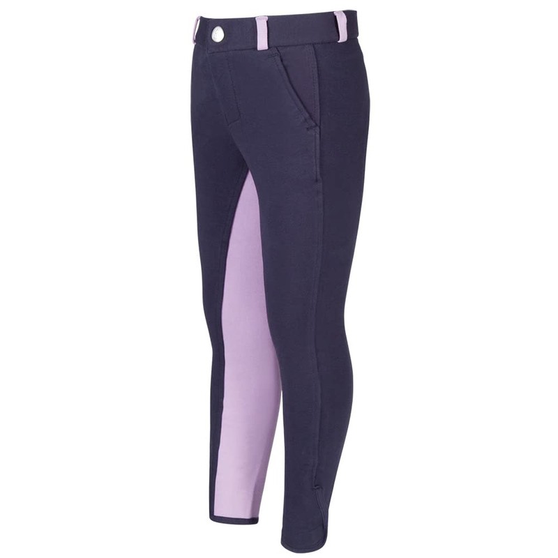 PFIFF Elisa - Pantaloni da Equitazione per Bambini, Blu (Blu/Lilla),
