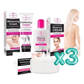 Kit Aclara Crema Blanqueadora Desodorante Crema Corporal 3pz
