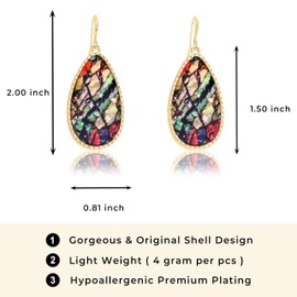 Boho Gold Teardrop - White, Turquoise, Purple, Pink Shell Long Dangle Earrings for Women