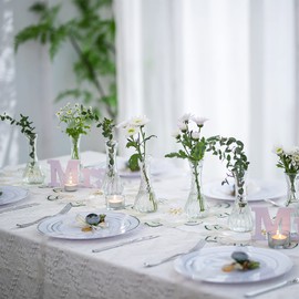 Glass Bud Vase Set of 12 - Hewory Small Vases for Flowers, Clear Bud Vases in Bulk, Cute Glass Vases for Centerpieces, Mini Floral Vase for Wedding, Events, Home Decor, Table Centerpiece