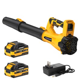 Cordless Leaf Blower 21 V Electric Blower with 2 Rechargeable 4.0 Ah Batteries and Fast Charger, 160 MPH/ 580 CFM, 6 Variable Speed Modes Lightweight & Handheld Leaf Cleaner Suitable for Lawn Care