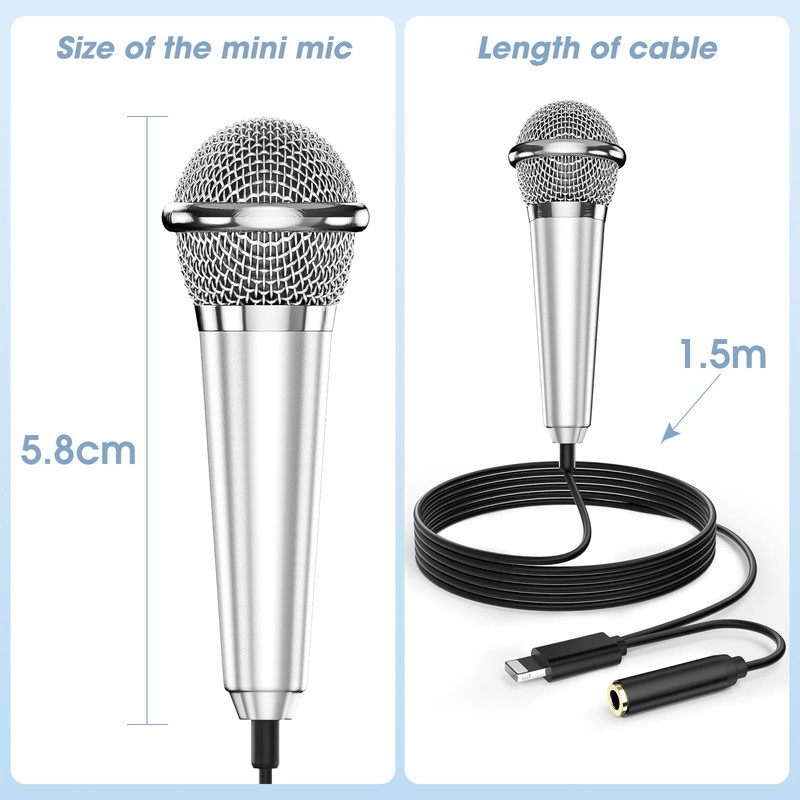 Mini Microphone for iPhone iPad Small ASMR Tiny Microphone for