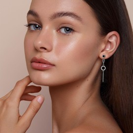 Micory Asymmetric Earrings for Women 925 Sterling Silver Geometric Earrings Jewellery Gift for Girls Wife Mother Daughter, Sterling Silver