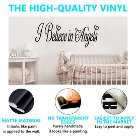 Inspirational Quotes Family Wall Stickers: Home Vinyl Art Wall Decals for Kitchen Living Room - I Believe in Angels 23" X 9"