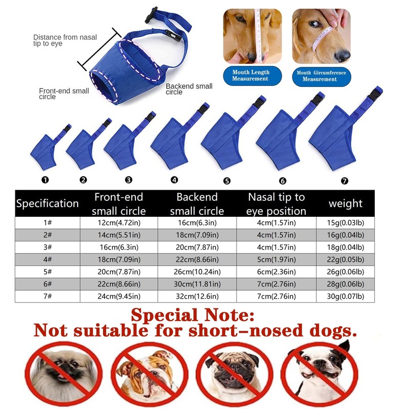 3 pcs Soft Dog Muzzle Dog Muzzle Adjustable Anti-Bite Anti-Barking