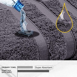 Bath Towels 600gsm Zero Twist Cotton | 1 Pack 70x120cm | Large Quick Drying & Highly Absorbent for Pool Spa Gym & Daily Use Luxe Hotel Quality (Charcoal Grey, 1)