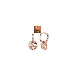 LOLIAS Rose Gold Hoop Earrings Women with Coin Disc Pendant 925 Sterling Silver Huggie Hoops with Removable Round Geometric Drop Hanging Hypoallergenic Earrings for Women