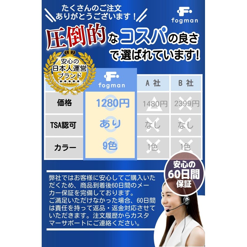 fogman TSA Lock, Padlock, 4-Digit, Dial-type, Suitcase, Anti-theft